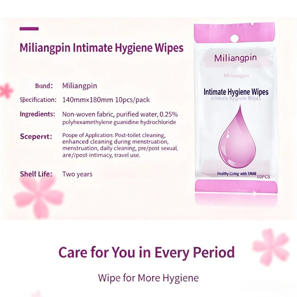 Portable independent single-pack feminine intimate wipes; sports; period cleaning and soothing; daily intimate care essentials