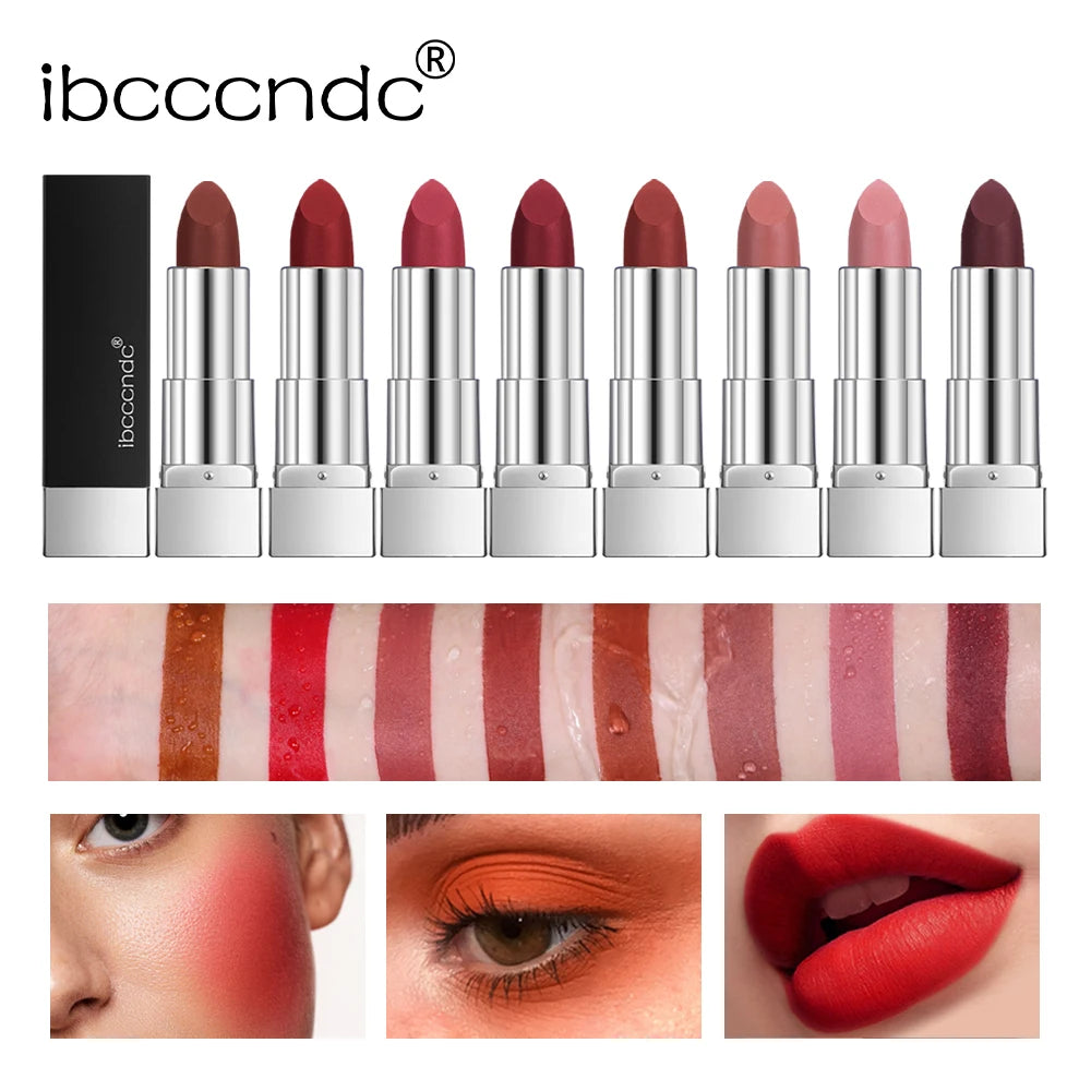 8 Colors Matte Velvet Lipstick Set Waterproof Long Lasting Non-Sticky Nude Red Lip Stick Cosmetic Makeup Gift Kit for Women Daily Party Lip Makeup