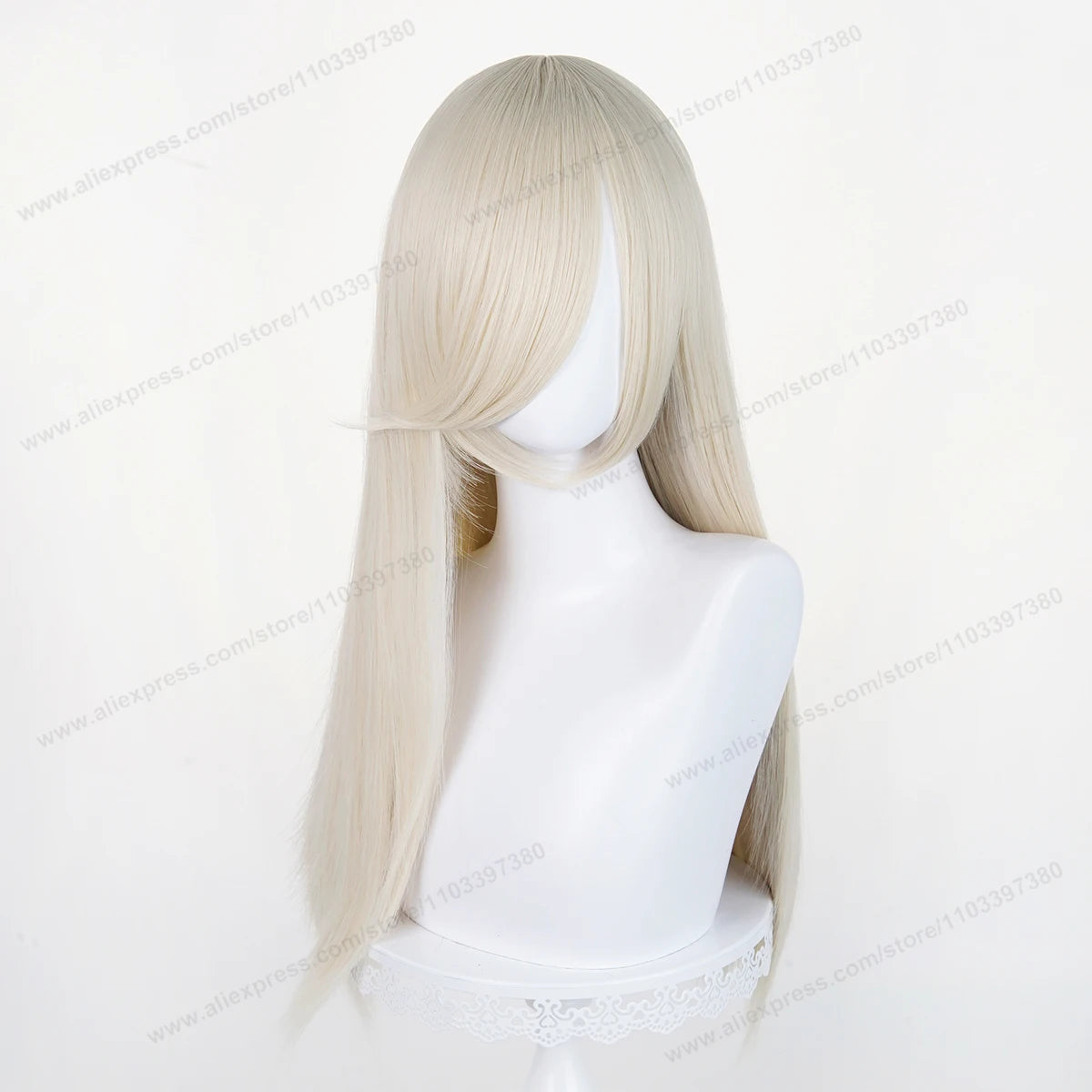 60cm Long Straight Cosplay Synthetic Wig With Bangs Golden Yellow Green Blonde Purple Heat Resistant Hair Anime Wigs + Wig Cap