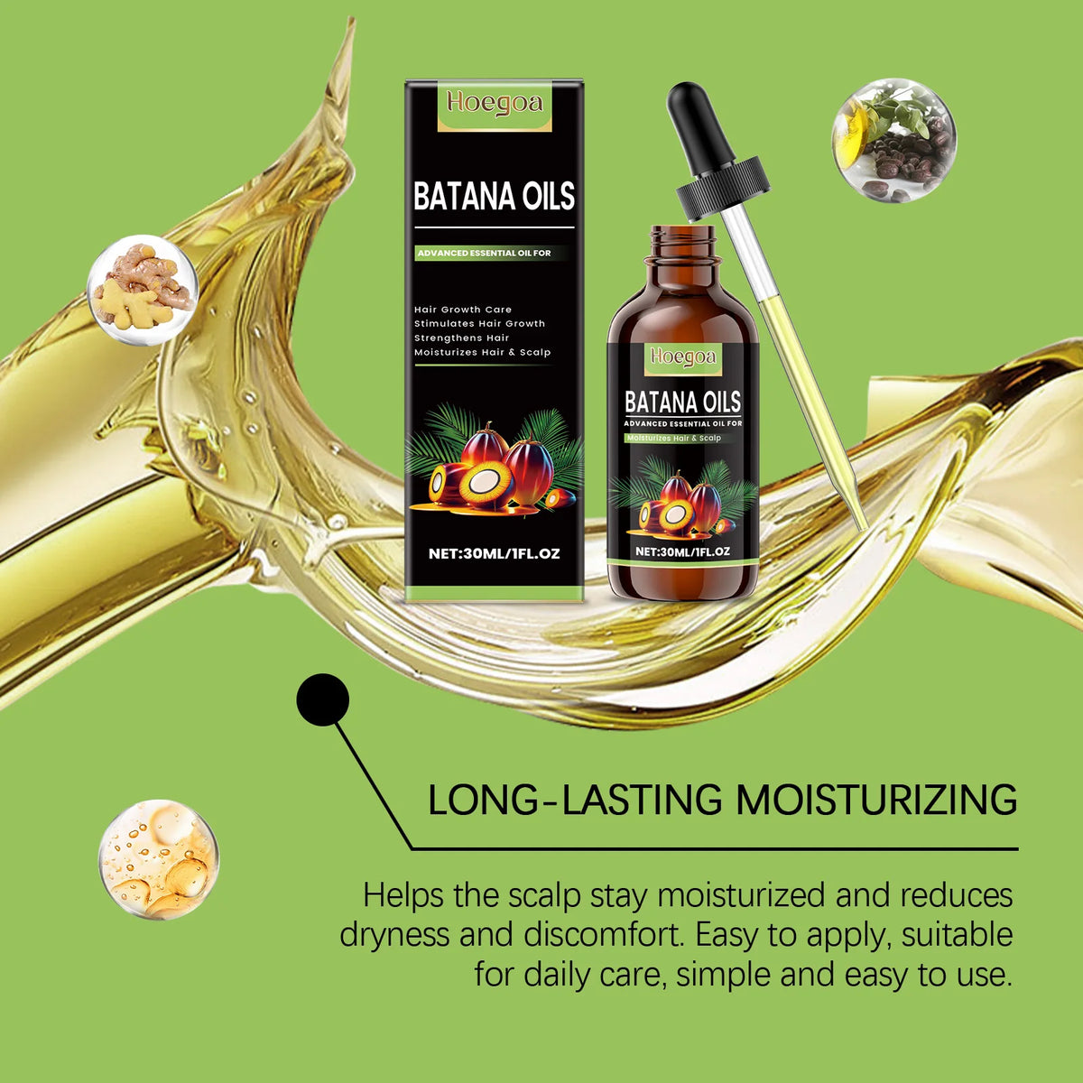 Batana Hair Care Essential Oil Smooth Shine Anti-Frizz Hair Serum Promote Hair Growth Strengthening Nourishing Scalp Care Oil