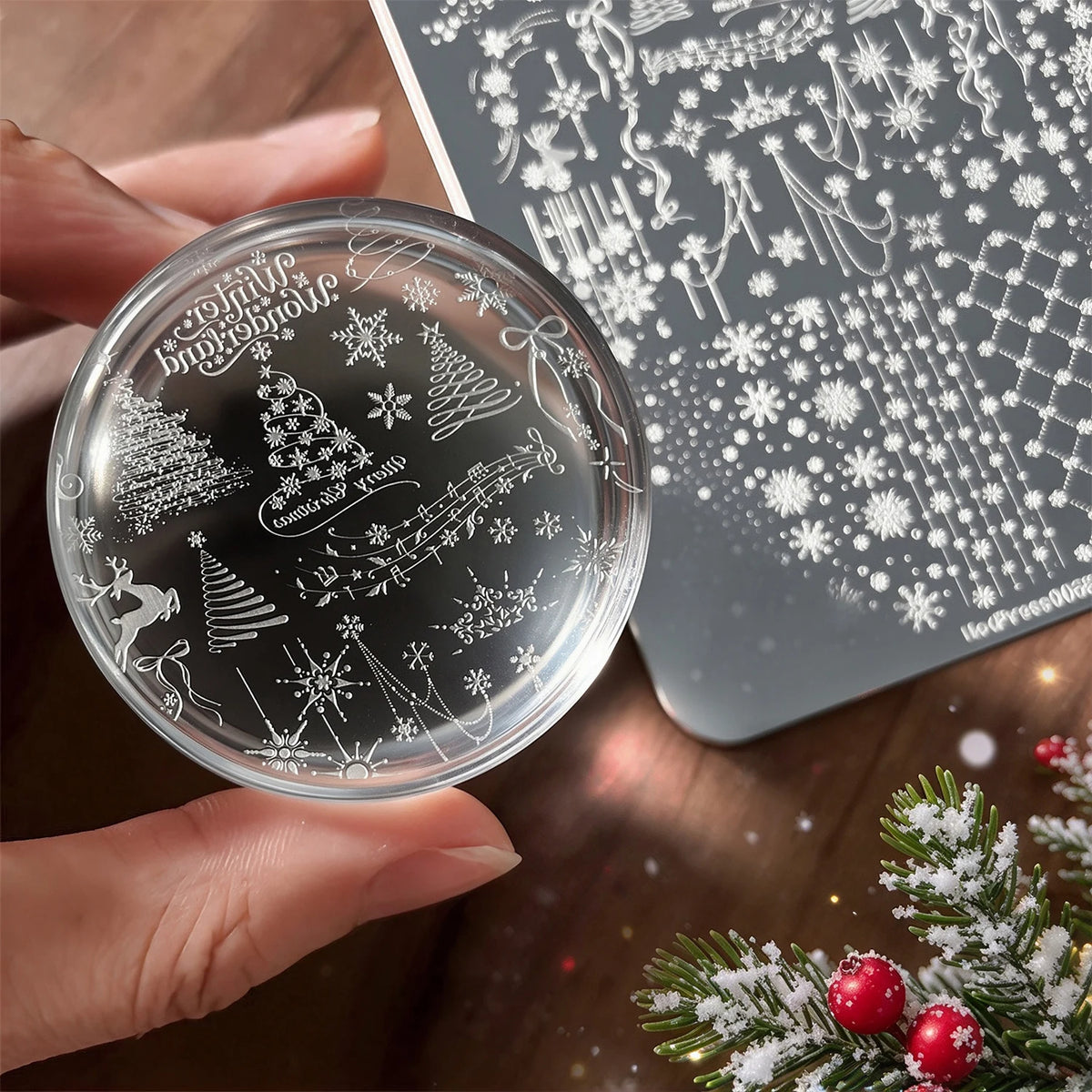 1pcs Christmas Tree Snowflake Nail Art Stamping Plate Bow Deer Dot Cat Elk Xmas Tree Winter Nail Template Manicure Tranfer Tools