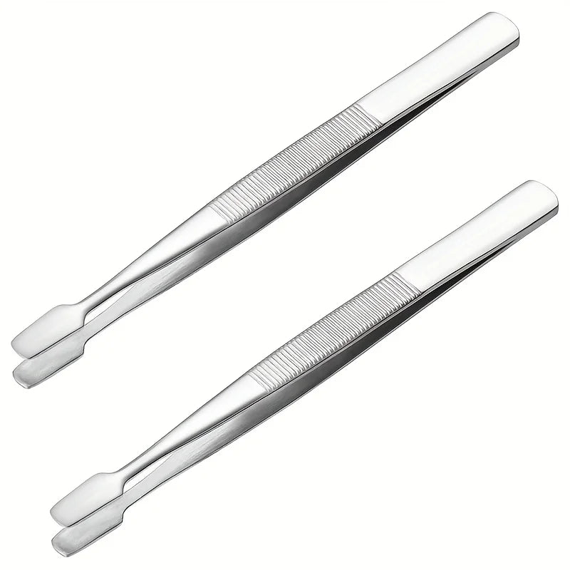 1/2 Pcs Stainless Steel Stamp Tweezers Stamp Collection Tools Flat Wide Tip Precision Tweezers Ideal for Collecting Stamps