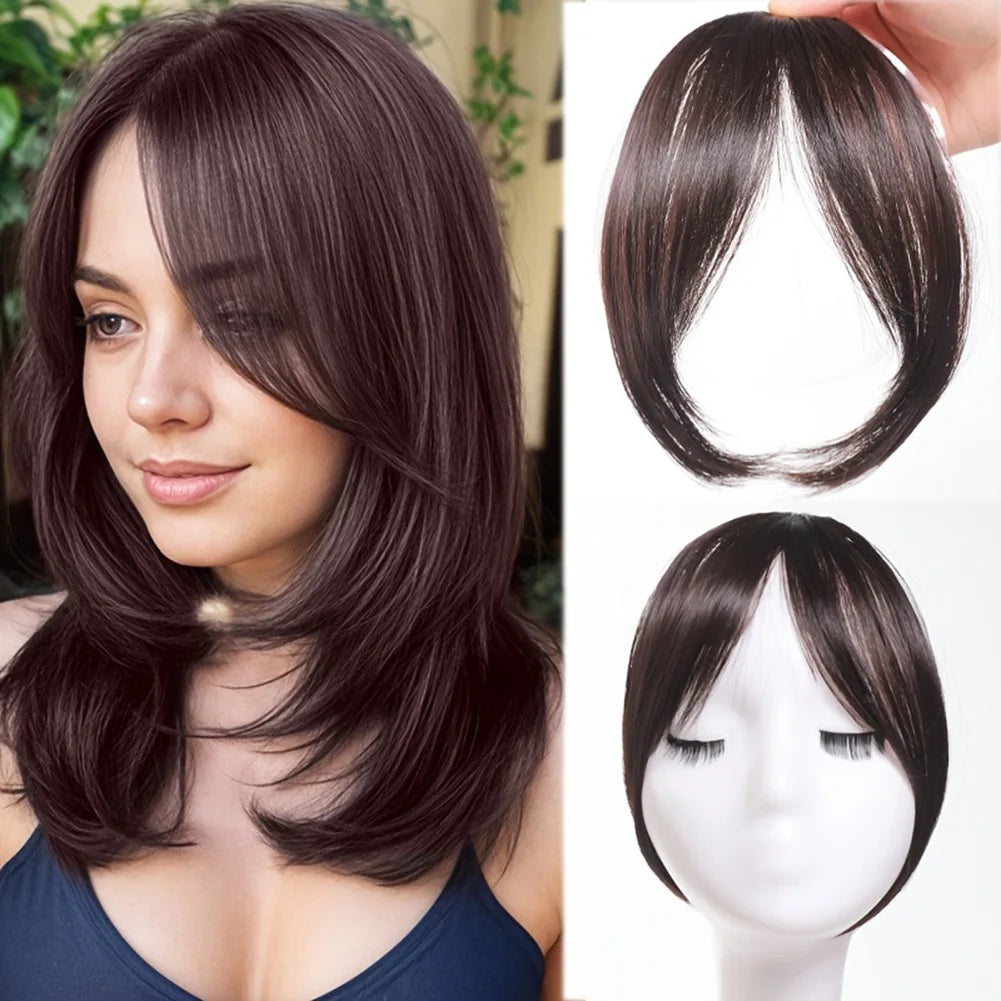 Eight Character French Bangs Wig Piece Female Synthetic BB Clip Fluffy Top Reissue Eight Character Bangs Thin Invisible Hairpins