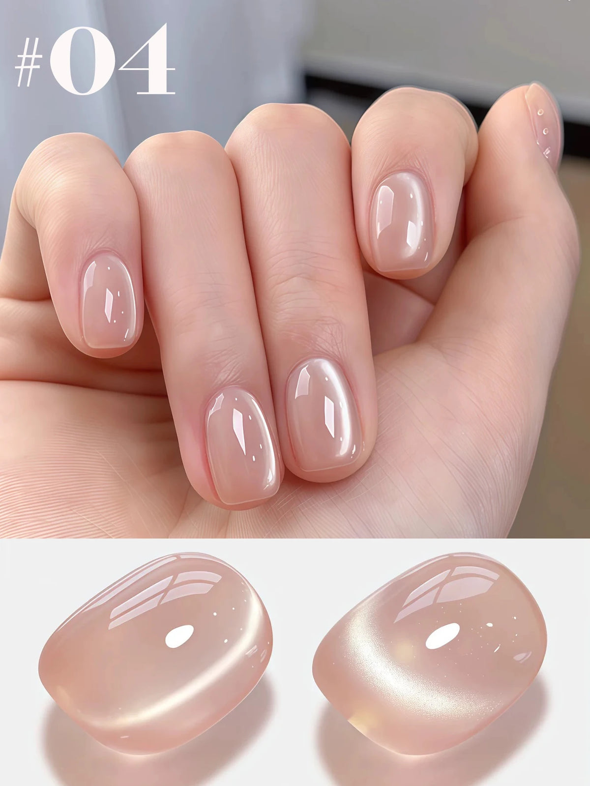 MN 10ML 1-16PCS Moonlight Ballet Magnet Cat Eye Nail Polish Gel Nude Pink Style With Gold Glass Beads Cat Eye Look Nail Polish