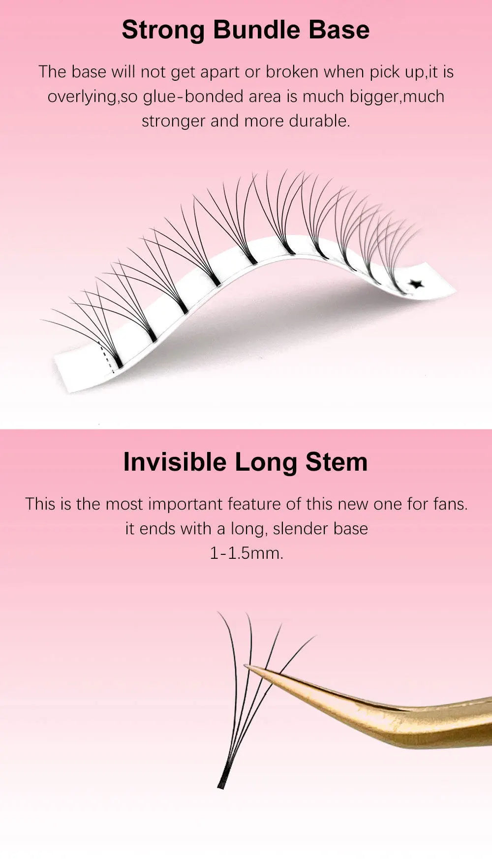 Abonnie Russian Volume Eyelash Extensions Eyelash Bouquets Volume Long Stem Soft Matte Black Premade Extension