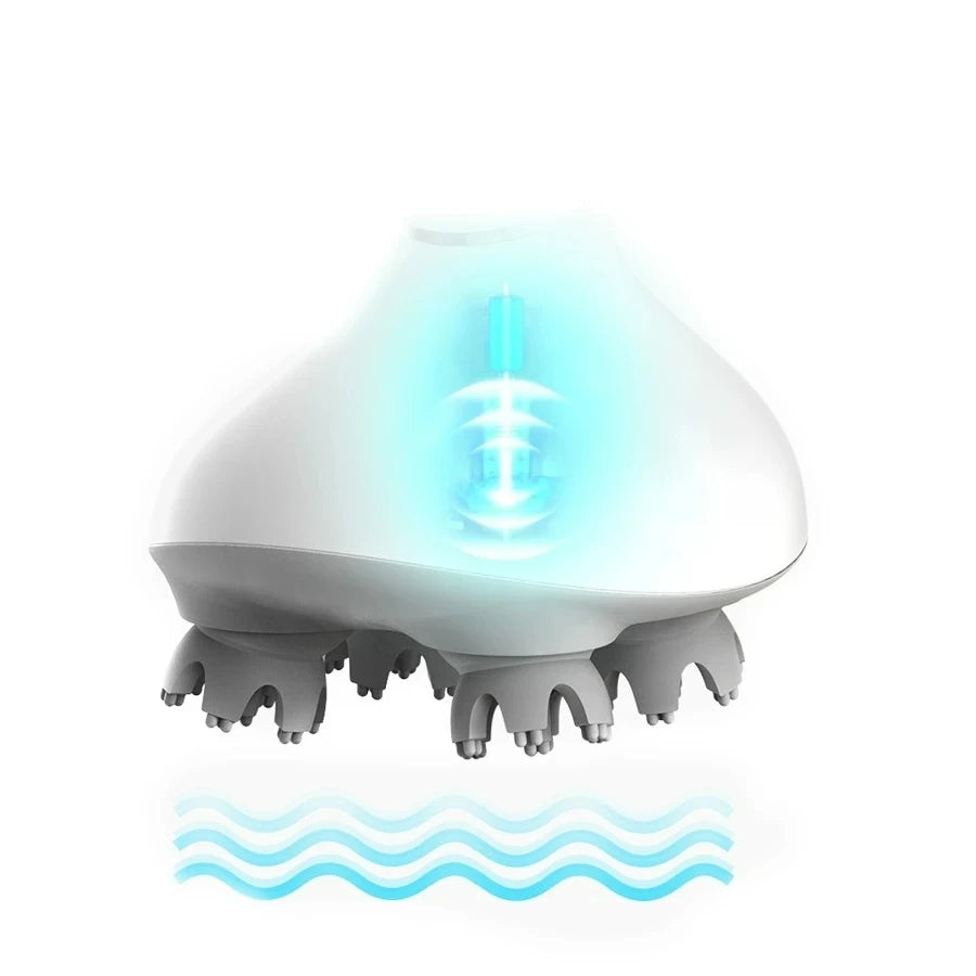 Waterproof Wireless Head Massager Paw Vibrating Rotating Whole Body Massage Relief Fatigue Scalp Massager Promote Blood Circulat