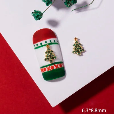 5Pcs Nail Art Jewelry Christmas Zircon Alloy Diamond Snowflake Christmas Tree Elk Bells Super Flash Luxury Nail Accessories