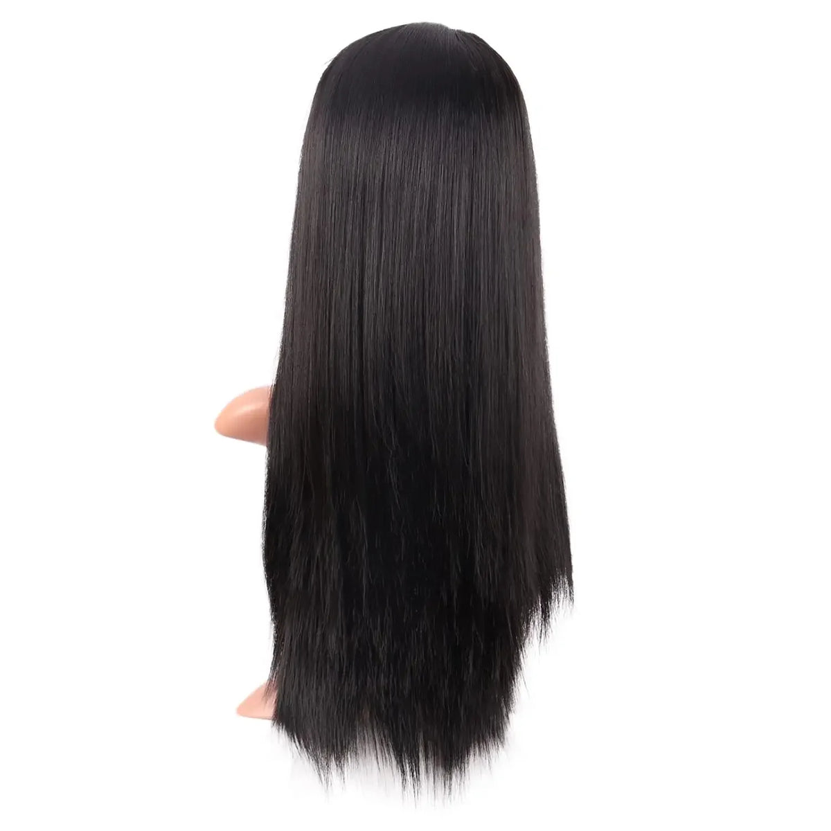 Women Long Straight with Flat Bangs Synthetic Hair Heat Resistant Fiber Hair for Party Cosplay Wig Black Wigs Women