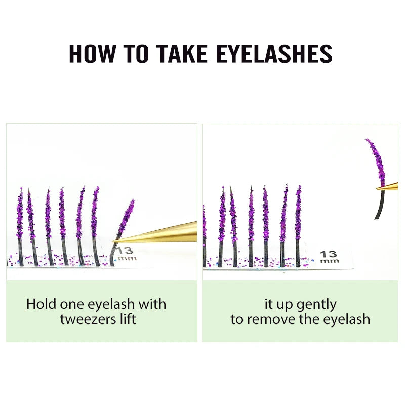 NATUHANA Glitter Shiny Colorful False Eyelash Extension DIY Mix Color Lashes Christmas Cosplay Party