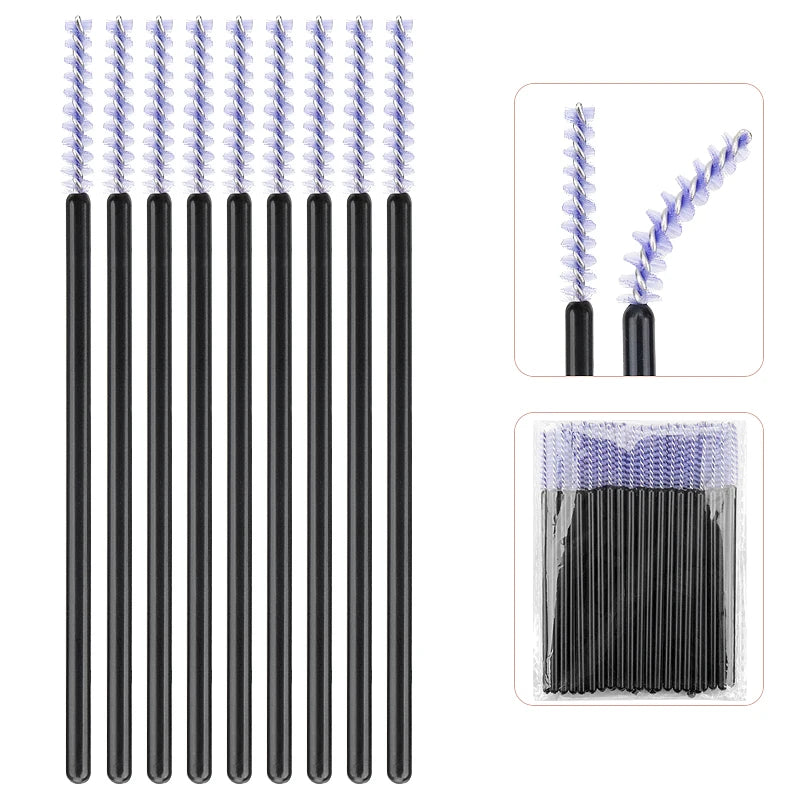 50pcs Disposable Makeup Brush Eyelash Microbrush Mascara Wands Cosmetics Applicator Eyebrow Comb Lash Extension Supplies Tool