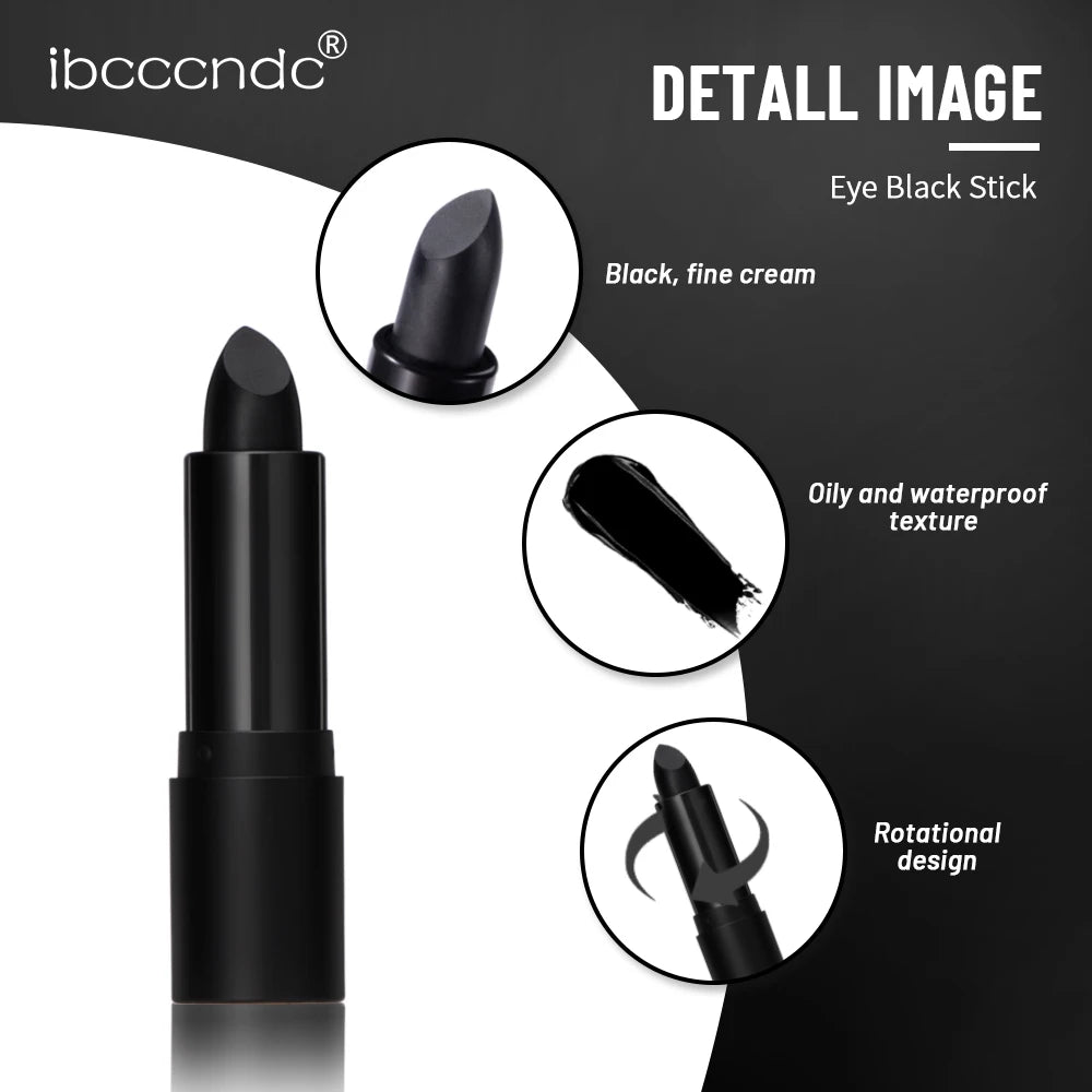 Black Eye Face Body Paint Stick Cream Eyeblack Tube Black Body Painting Sticks for Halloween Cosplay Joker Makeup