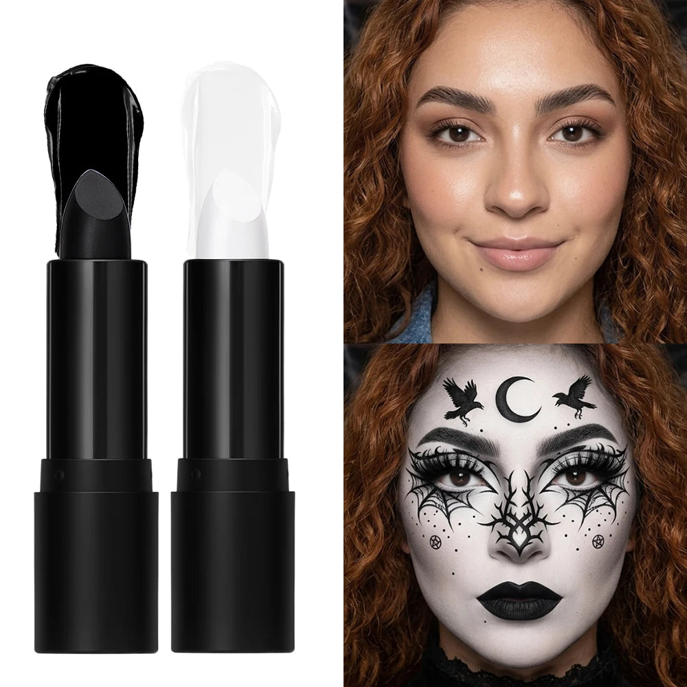 Halloween Gothic Makeup Kit Storage Bag Dark Cream Blush Black White Face Paint Stick Cosplay Party Festival Face Body Makeup