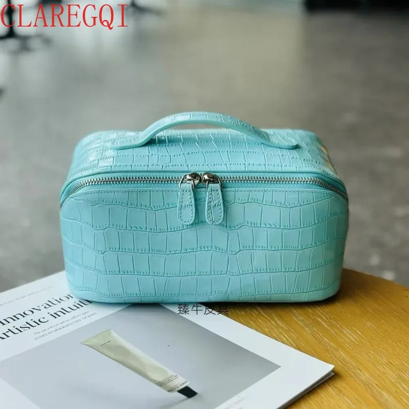 Dermis Makeup Brush Bags Crocodile Pattern Makeup Organizer Bag Large Capacity Skincare Bag Portable Commuting Big Makeup Bag