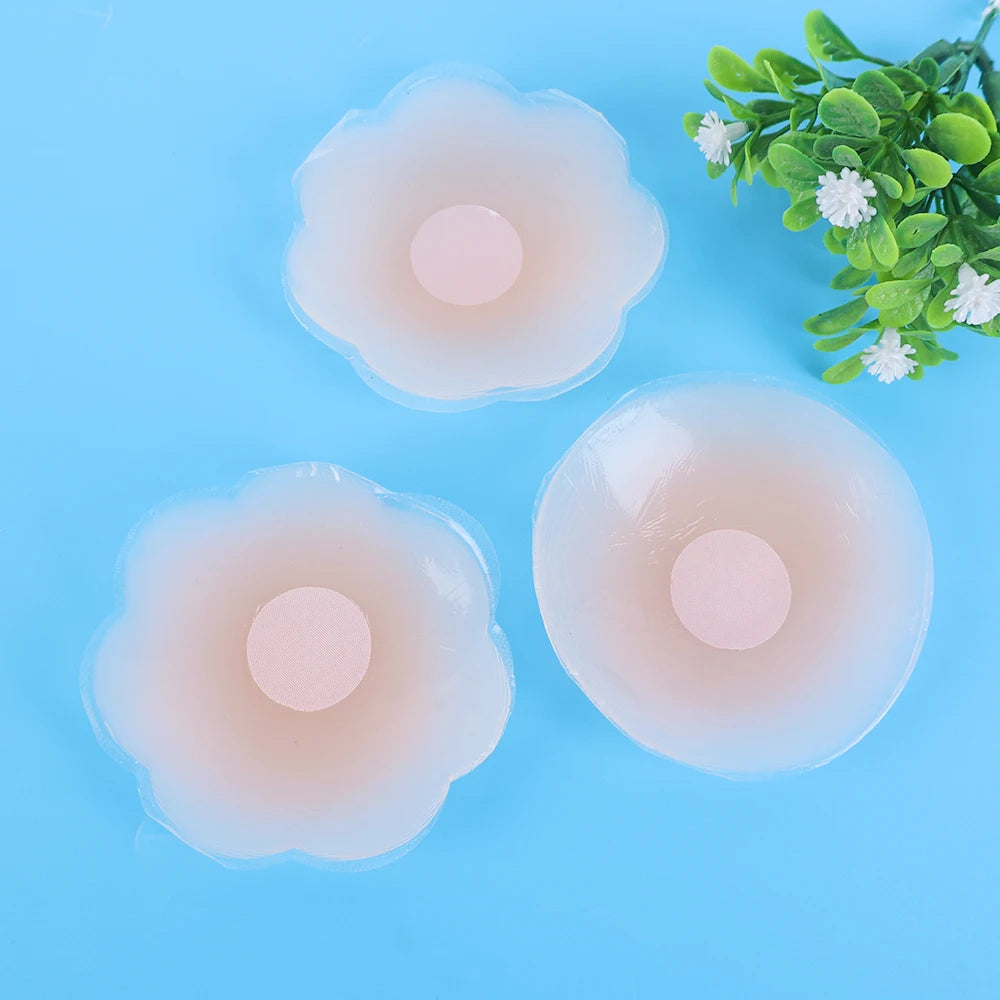 Reusable Breast Petals Lift Invisible Silicone Bra-less Pasties Pad Nipple Cover Invisible Petal Adhesive Stick on Bra 2-12pcs