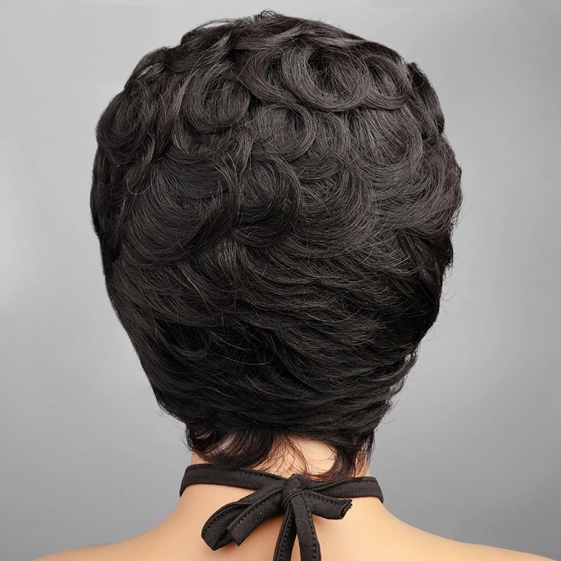 Blonde Curly Pixie Cut Wigs Short Colorful Human Hair Wigs For Black Women Brazilian Hair Full Machine Made Glueless Wigs 150%