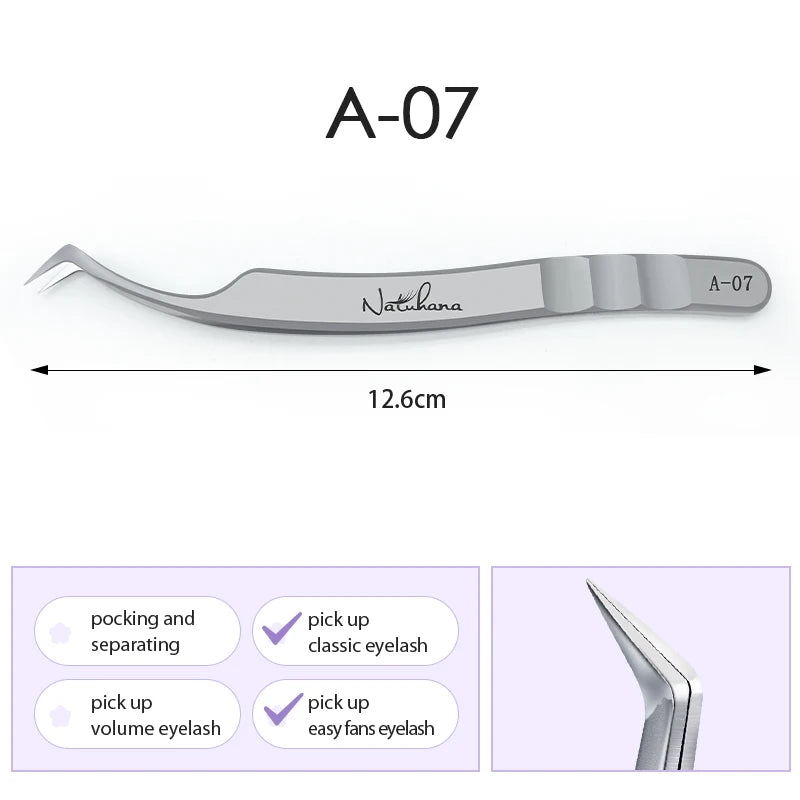NATUHANA Eyelash Extension Tweezers Stainless Steel High Precision Stainless Steel Superhard Anti-Static Tweezers Makeup Tools