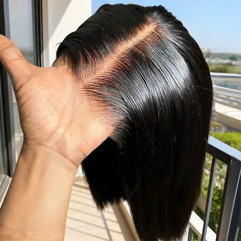 Brazilian HD Transparent 13x4 Bone Straight Short Bob Human Hair Wigs 13x6 Straight Lace Front Wigs For Women 250 Density