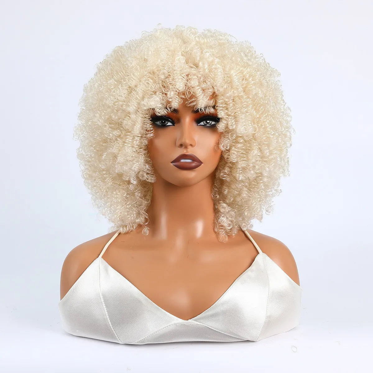 Synthetic 1 Piece 16 Inch Exploded Head Curly Wig, Synthetic Fiber Wig, Comfortable and Breathable Snapback Mesh Cap