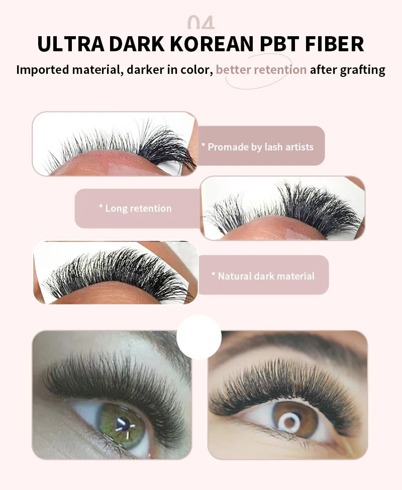 Narrow 2400 Fans Lashes XXL Mega Tray Premade Narrow Volume Fan Ultra Dark Pointy Base Promade Fans Eyelash Extensions Supplies