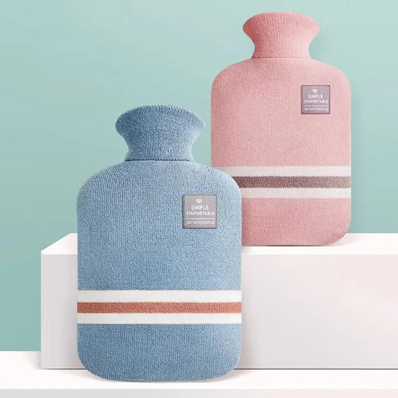 1L Or 2L Hot Water Bottle With Knitted Cover Large Capacity Hot Water Bag For Female Warm Belly Hands Inject Water Hot Water Ba