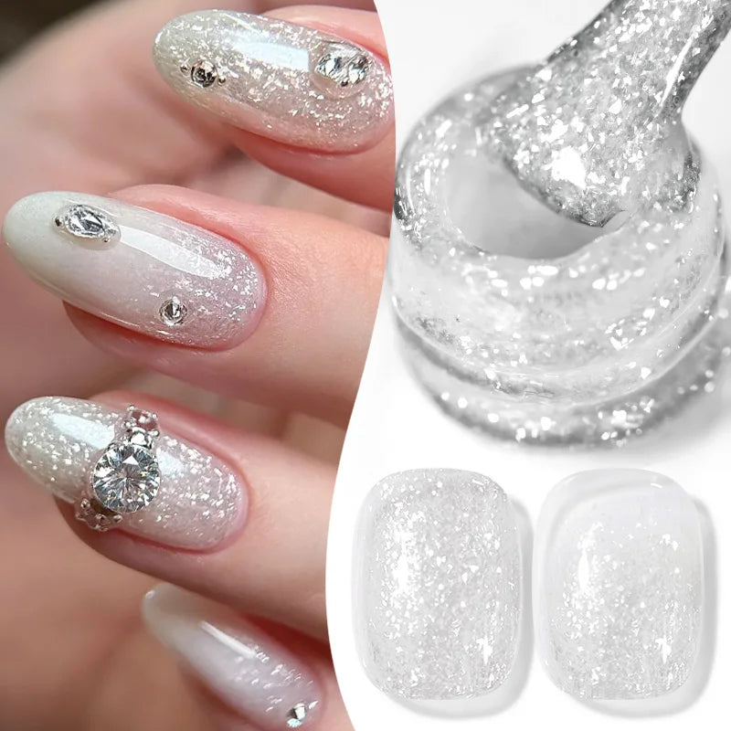 BORN PRETTY 10ml Snow Glitter Jelly Gel Polish Christmas Vernis Semi Permanent Nail Art Soak Off UV Gel Manicure Nail Supplies