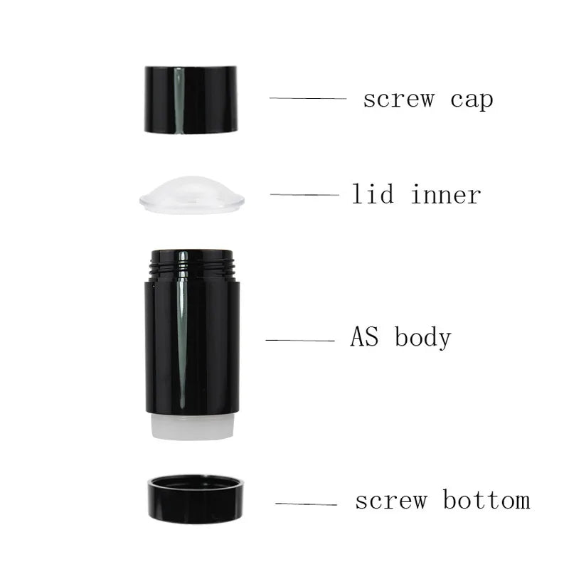 10/20/30Pcs 15ml 30ml 50ml 75ml Round Shape Bottom Filling Stick Deodorant Container Black Travel Twist Up Stick Deodorant Tube