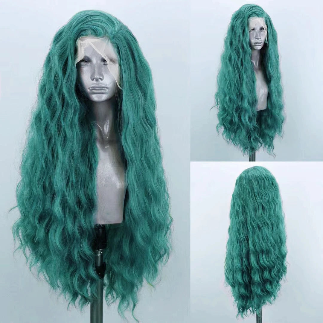 AIMEYA Platinum Wigs for Women Mix Blonde Synthetic Lace Front Wig Black Long Natural Wave Synthetic Hair Wig Daily Use Cosplay
