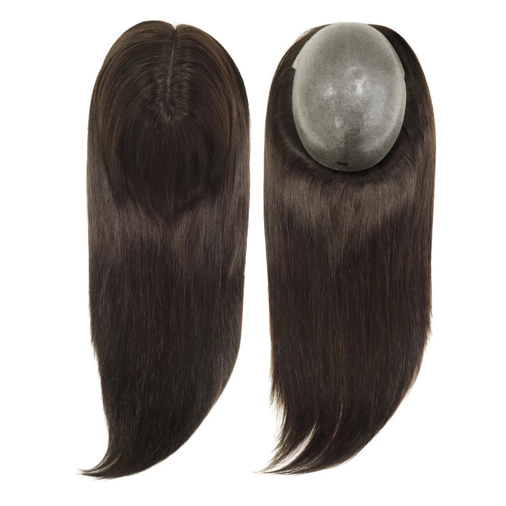 TP22- 18" Thin Skin Toupee For Women 7x9" Polyskin Brazilian Hair Human Hair Toppers