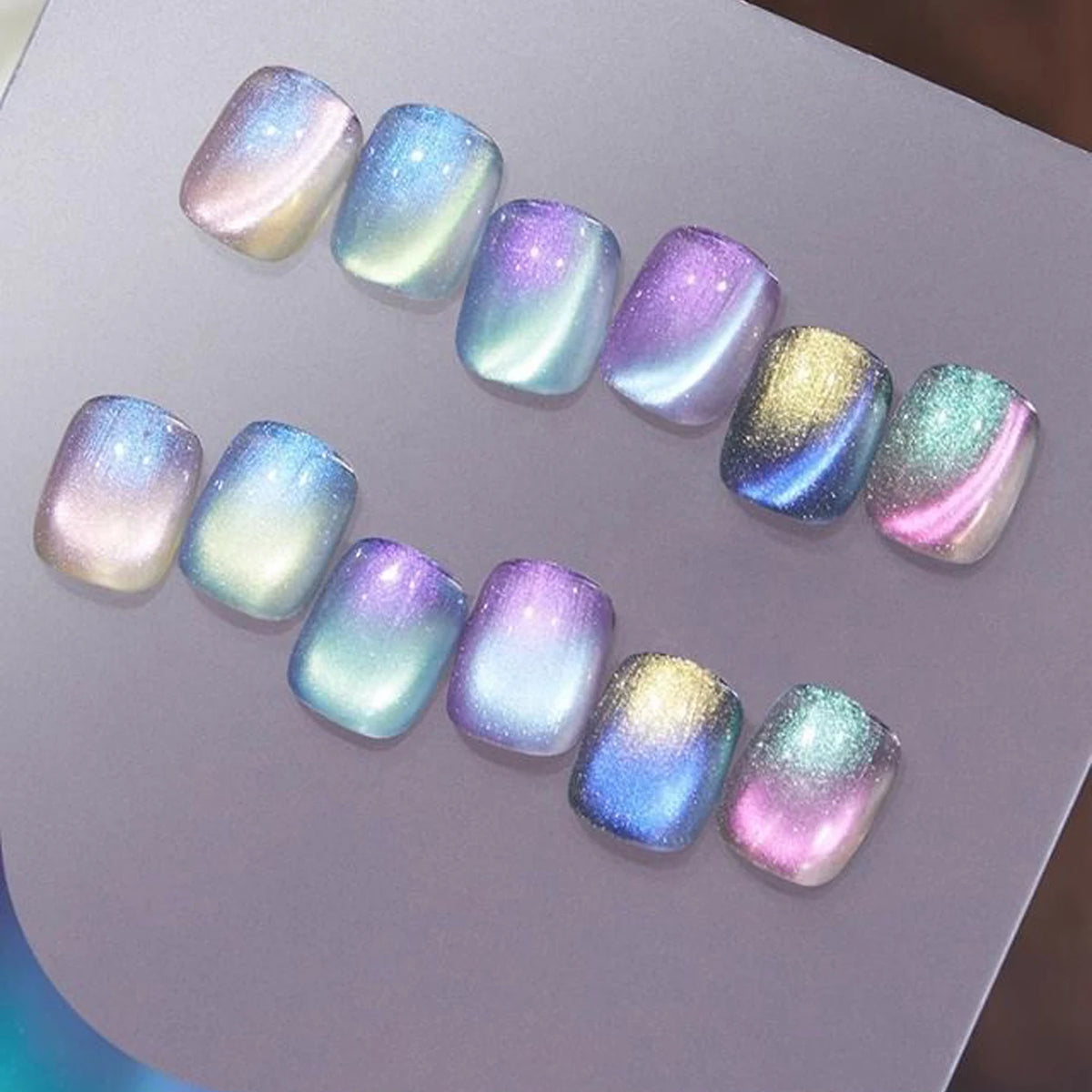 MIANEL 2026 New 12ML Aurora Night Cat Eye Gel Nail Polish Flash Sparkle Holographic Crystal Dual Light Silk Glass Bead Nail Art