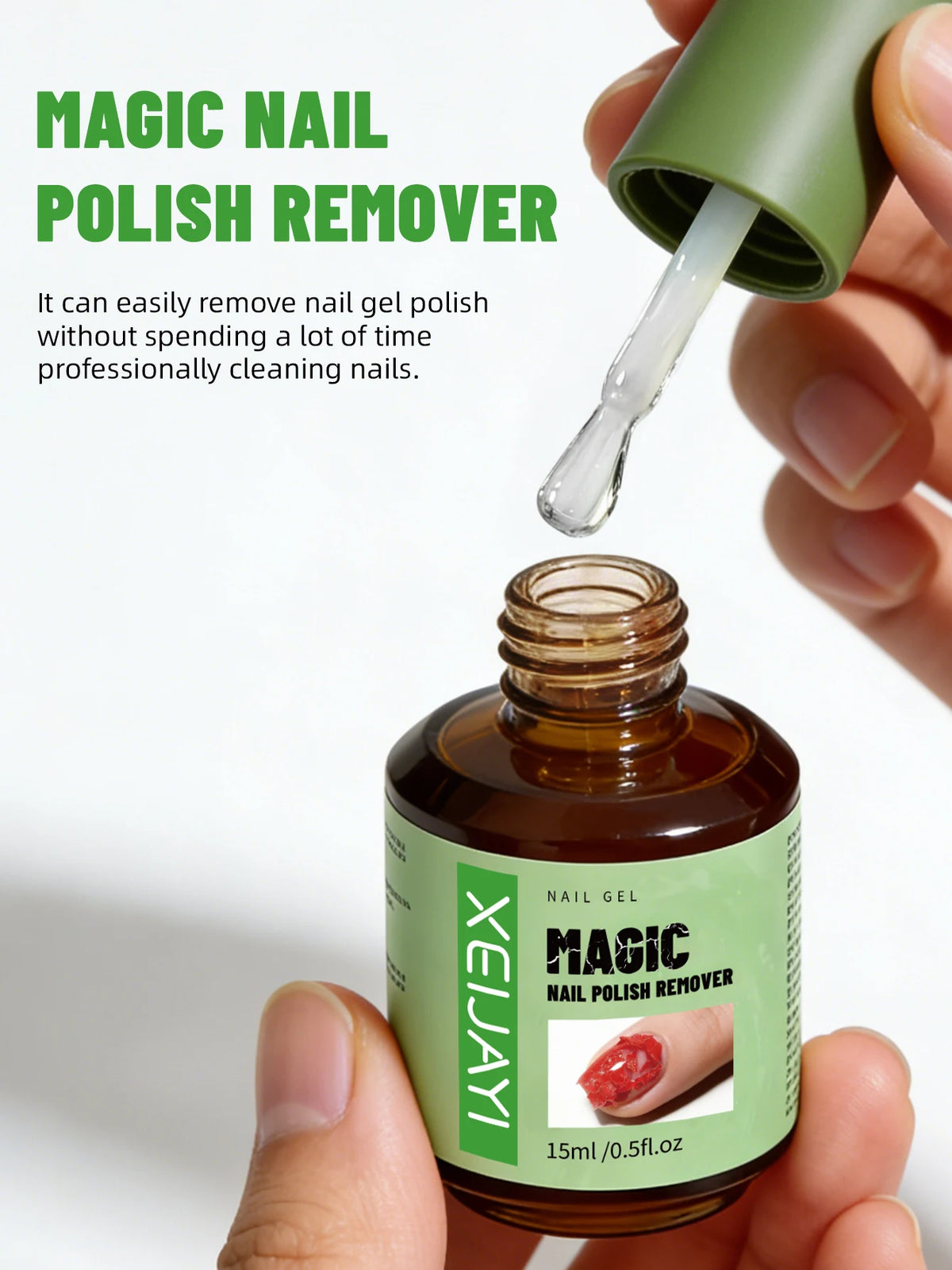 XEIJAYI 1pc 15ml Magic Fast Remover Gel Nail Polish Clean UV Soak Off Degreasr For Manicure Layer Nail Art Removal Semi-permanet