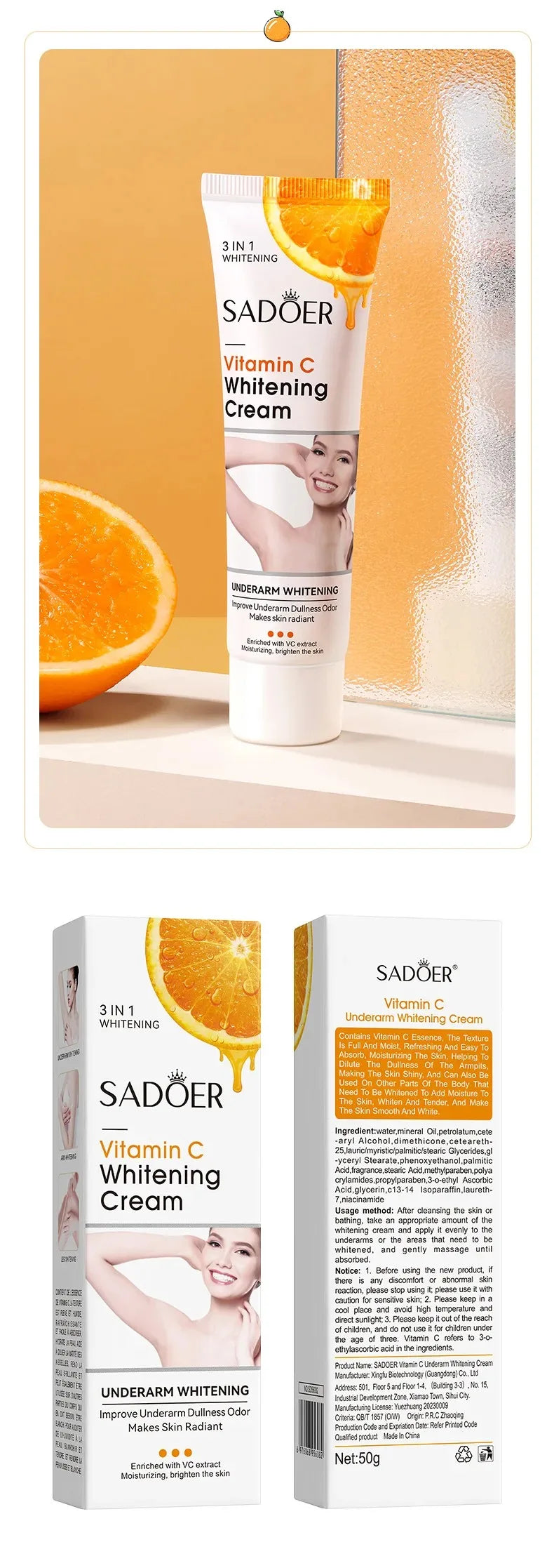 Brightening Body Vitamin C Care Underarm Cream Knee Buttocks Private Bleach Remove Melanin Pigmentation Improve Nourish Skin
