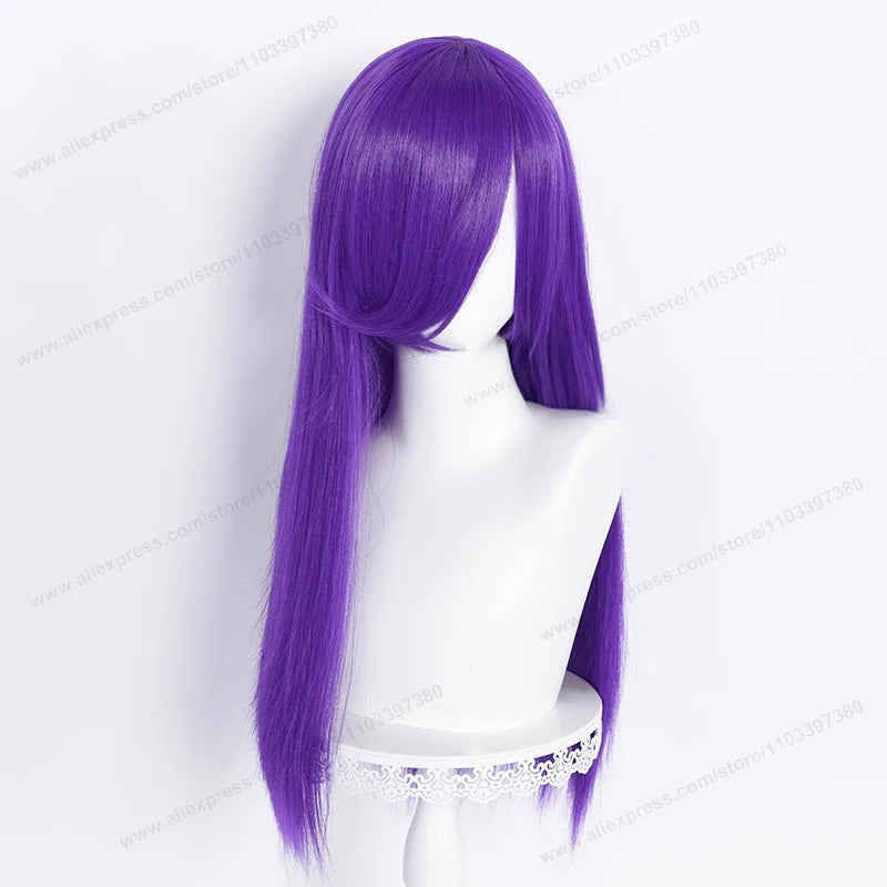 60cm Long Straight Cosplay Synthetic Wig With Bangs Golden Yellow Green Blonde Purple Heat Resistant Hair Anime Wigs + Wig Cap