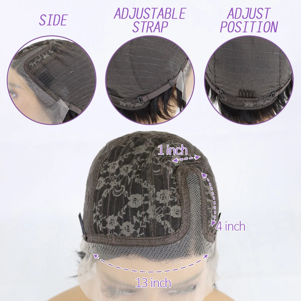 Pixie Cut Wig Transparent Lace Human Hair Wigs Short Bob Wig T Part Lace Wig Prepluck Brazilia Human Hair For Women
