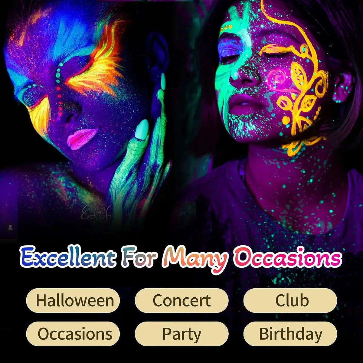 10 Colors Luminous Pigments, Luminous Neon Makeup Facial Painting,Suitable for Children and Adults for Halloween and Party
