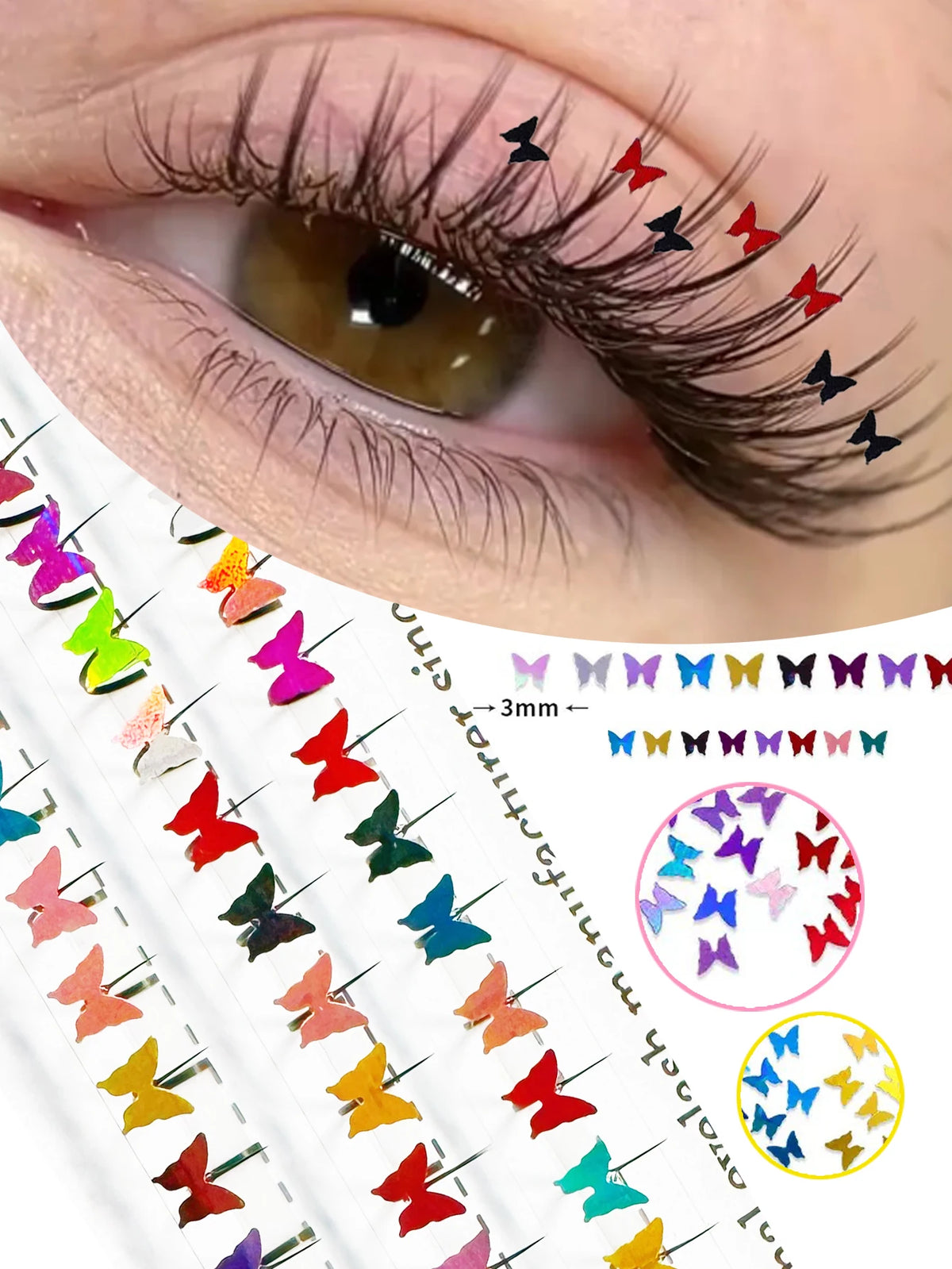 Domi Glitter False Eyelashes Butterfly Flower Colorful Diamond Individual Fairy Spike Lash For Halloween Christmas Party Makeup