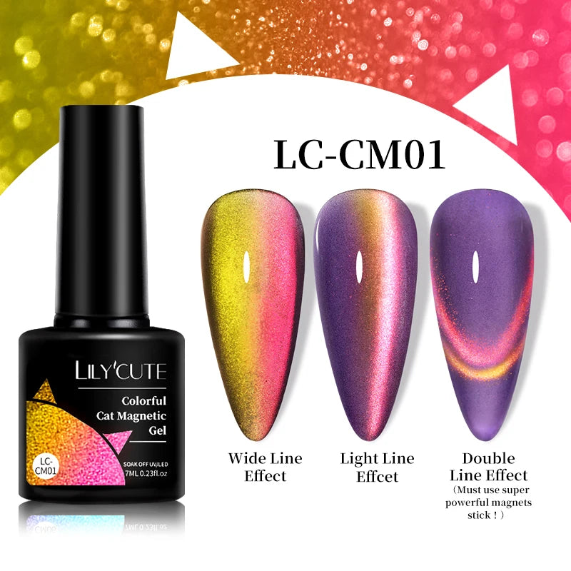 LILYCUTE 7ml 9D Black Crystal Cat Magnetic Gel Nail Polish Laser Silver Glitter Semi Permanent Manicure For Nail Art Gel Varnish