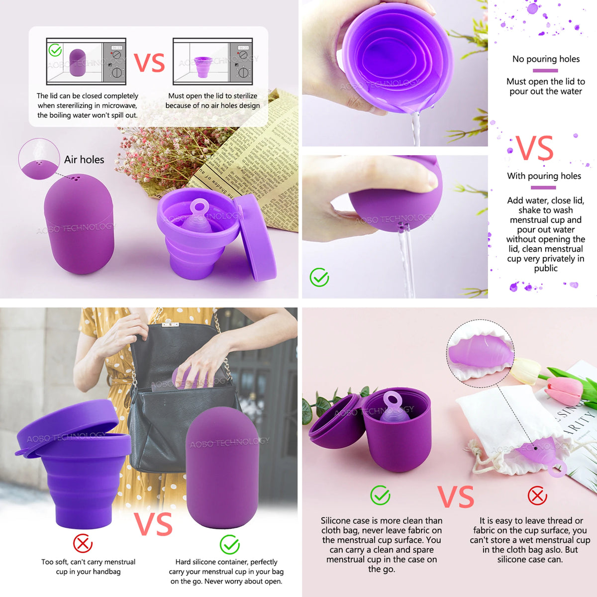 10pcs Silicone Case Sterilizer Bpa-Free Cleaner Container To Clean And Store Menstrual Cups Sterilizer Case