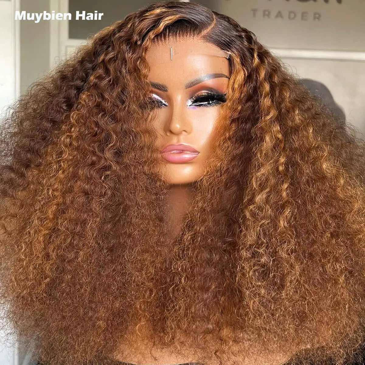 Waer to Go Glueless 5by5 Highlights Blonde Curly Wig 100% Human Hair 13x6 13x4 Transparent Lace Frontal Glueless Drawstring Wigs