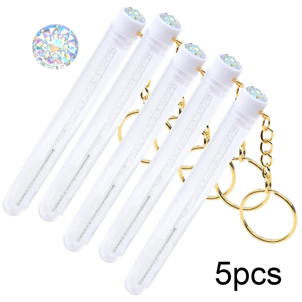 5pcs/Lot Eyelash Brushes Tubes With Keychain Lash Brush In Clear Container Disposable Eyelash Extension Mascara Wands With Case