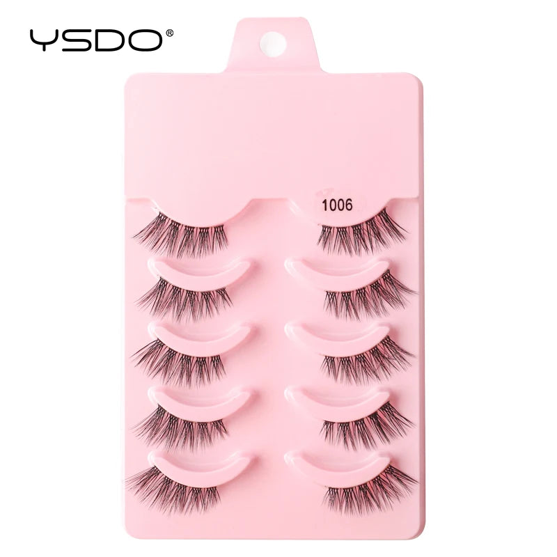 YSDO 5/10 Pairs Natural Eyelash Extension Hand Made Maquilagem Fluffy Fake Half Lashes Soft 3D Mink Lashes Makeup Faux Cilios