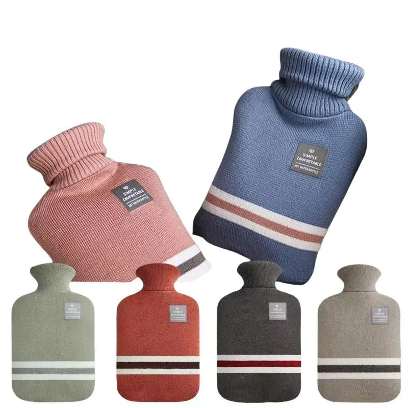 1L Or 2L Hot Water Bottle With Knitted Cover Large Capacity Hot Water Bag For Female Warm Belly Hands Inject Water Hot Water Ba
