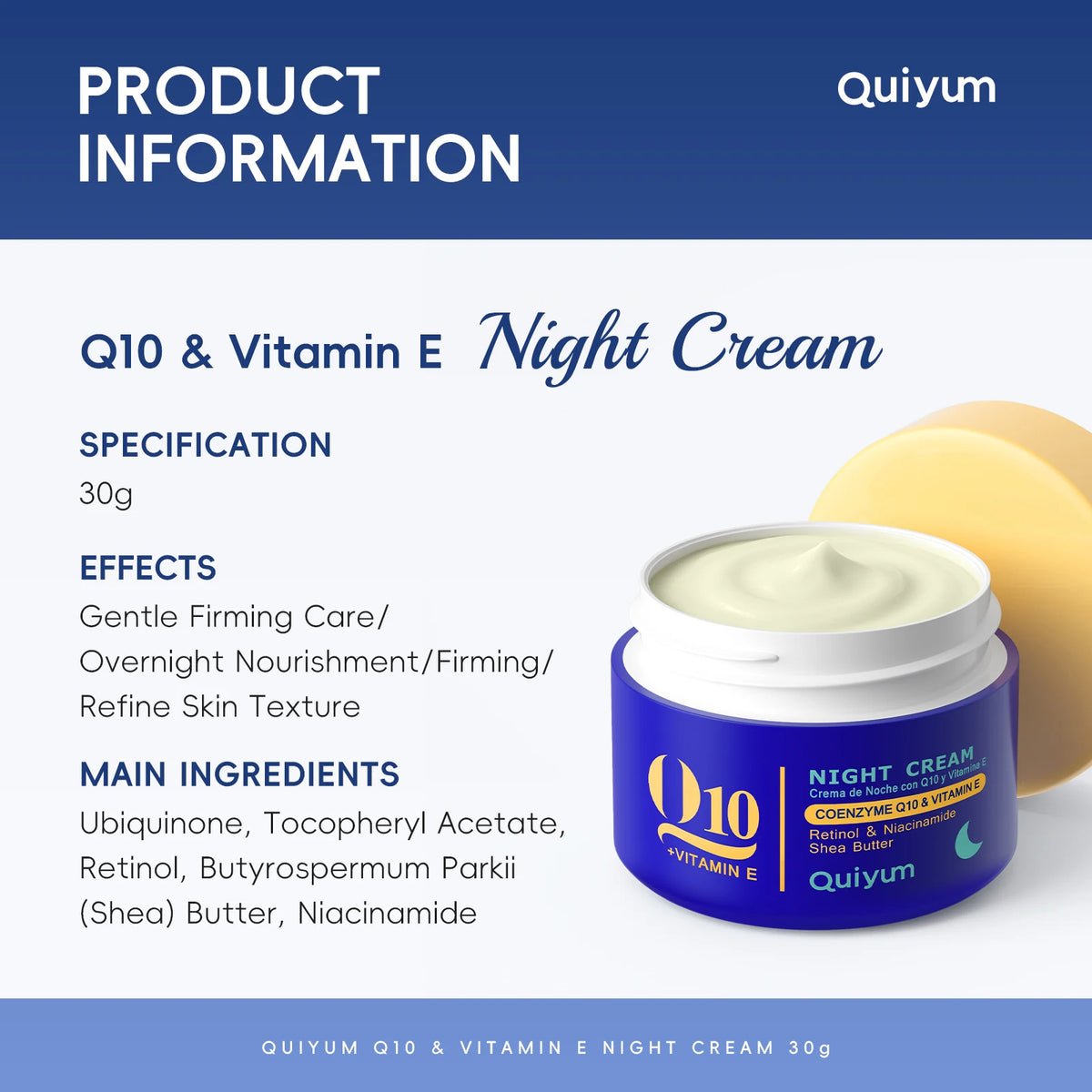 QUIYUM 6Pcs Coenzyme Q10 Vitamin E Anti-Aging Skincare Set, Cleanser Toner Serum Eye Cream Day Night Cream Hydrating Facial Kit