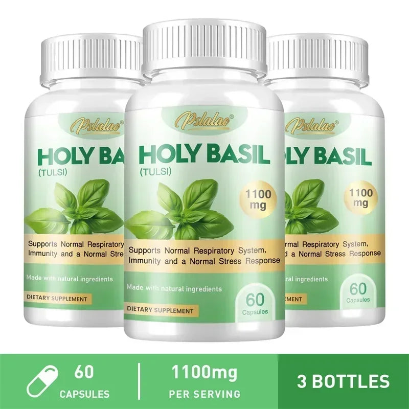 Holy Basil Capsules - Enhance Immunity, Relieve Stress, Relax The Body and Mind, Improve Vitality and Energy Levels