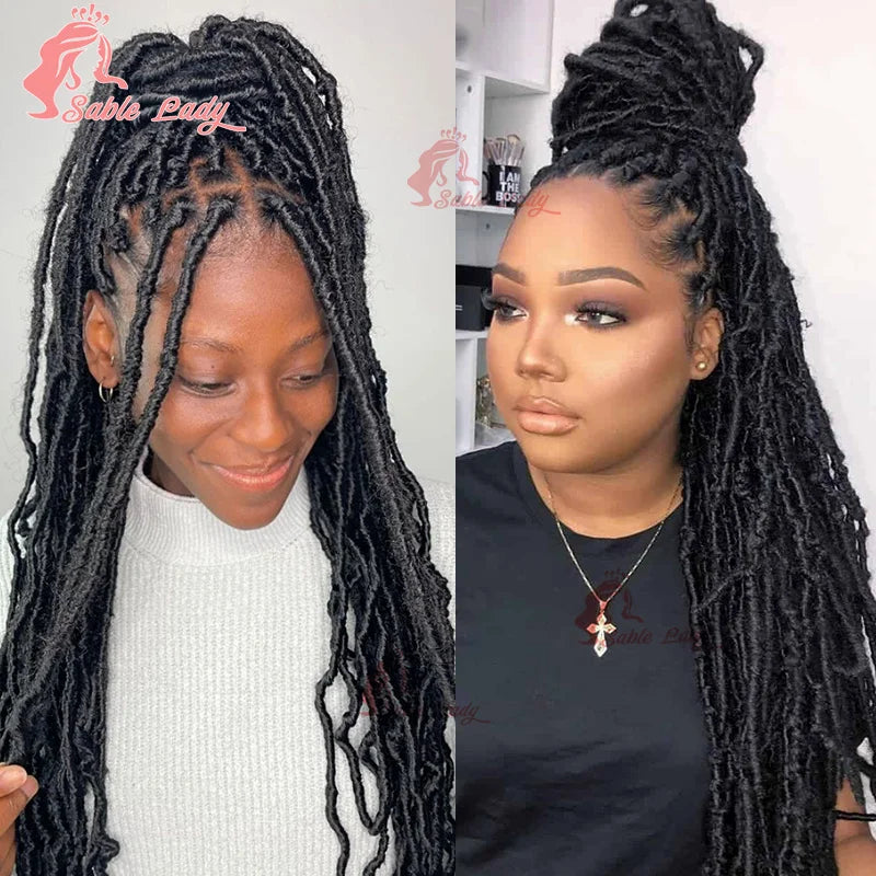 Long 40" Synthetic Knotless Braided Wigs Dreadlock Locs Braids Wigs for Black Women Twist Box Braids Full Lace Front Wig African