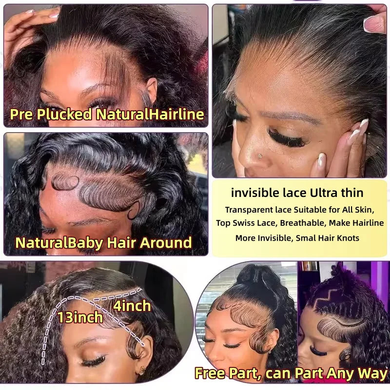 Burmese Curly Hair Wig 13x6 HD Lace Front Wig Pre Plucked With Spiral Ends Natural Color 13x4 Hd Lace Human Hair Wigs For Women