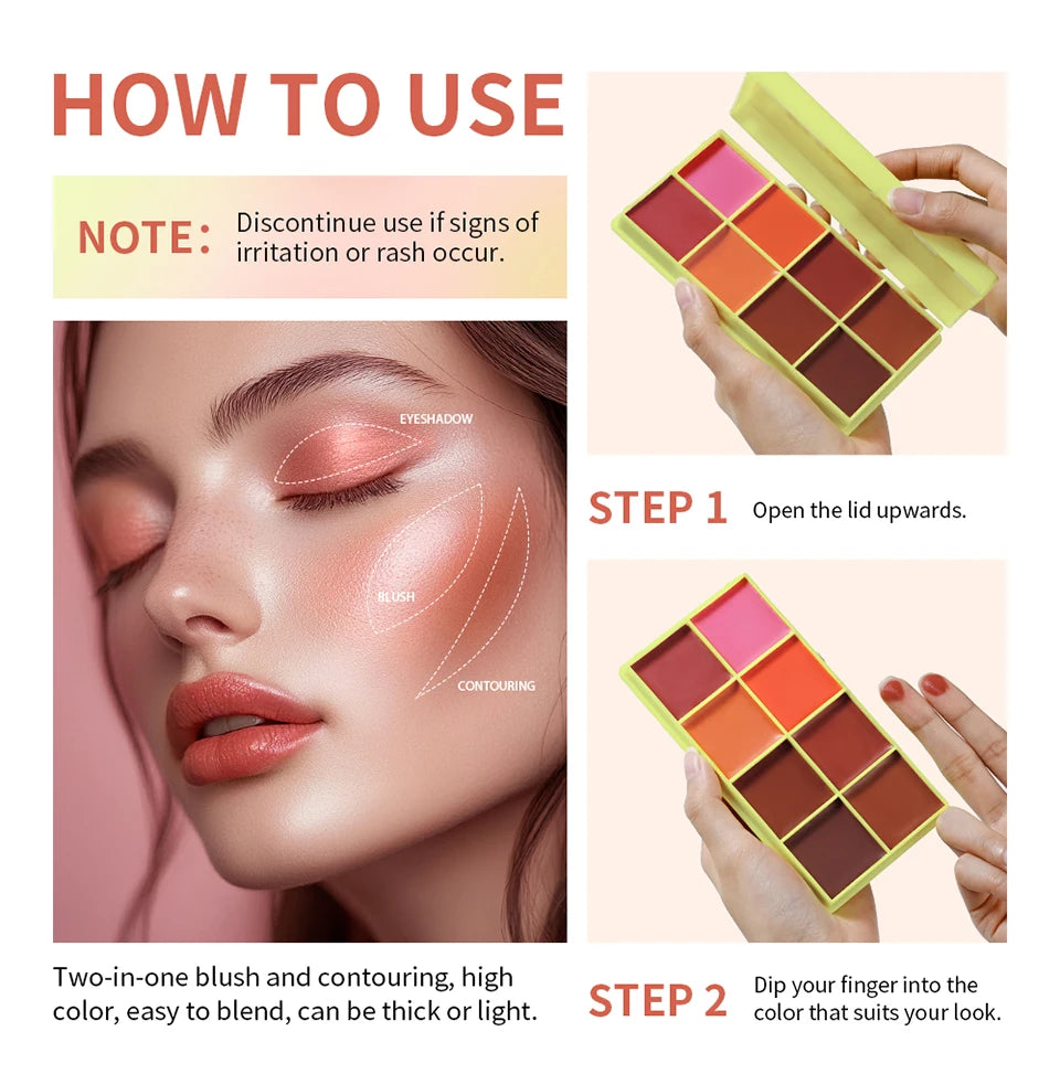8 Shades Eyebrow Blush Palette With 3Pcs Makeup Brushes  Matte Shimmer Shadow Long Lasting Cosmetics Halloween Makeup Set