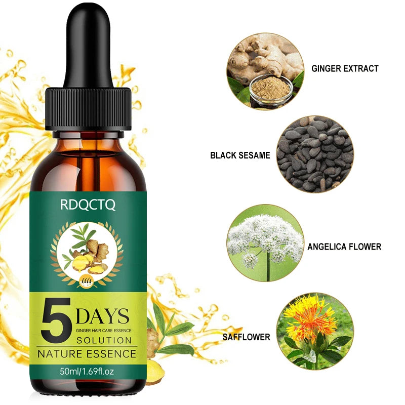 5-Day Ginger Hair Serum | Natural Nourishing Essence | Frizz Control & Shine Boost | Hair Care Treatment