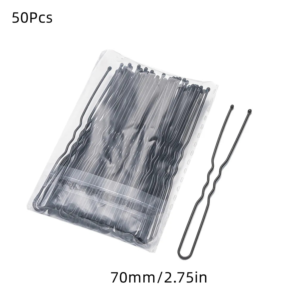 50Pcs 50/60/70mm Metal Waved  U Shaped Hair Pins Hairclip Women Girls Wedding Hairstyle Styling Tools Accessories