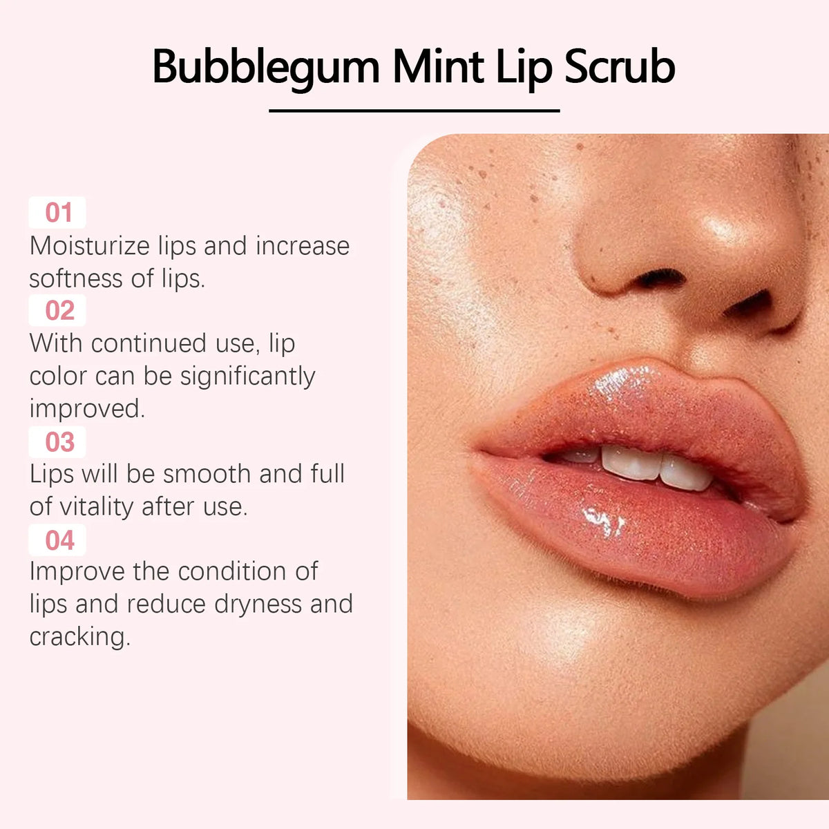 Strawberry Mint Lip Exfoliator Sea Salt Scrub Gentle Polishing For Chapped Peeling Lips Smoothing Lip Prep Before Lipstick