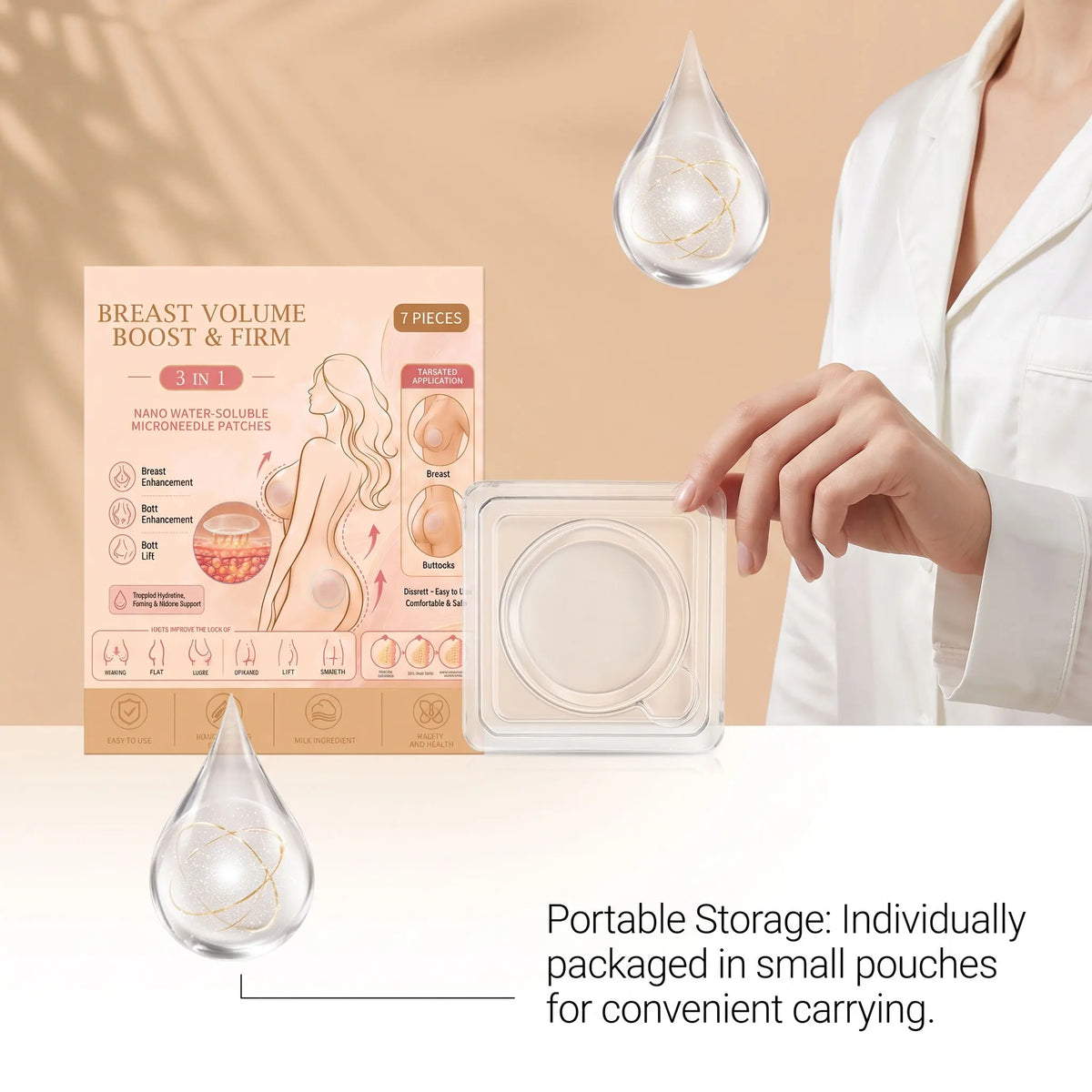 Body Care Patch Bust Hip Targeted Skin Hydrating Supply Improve Skin Smoothness Flexible Breathable Material Mild Adhesive